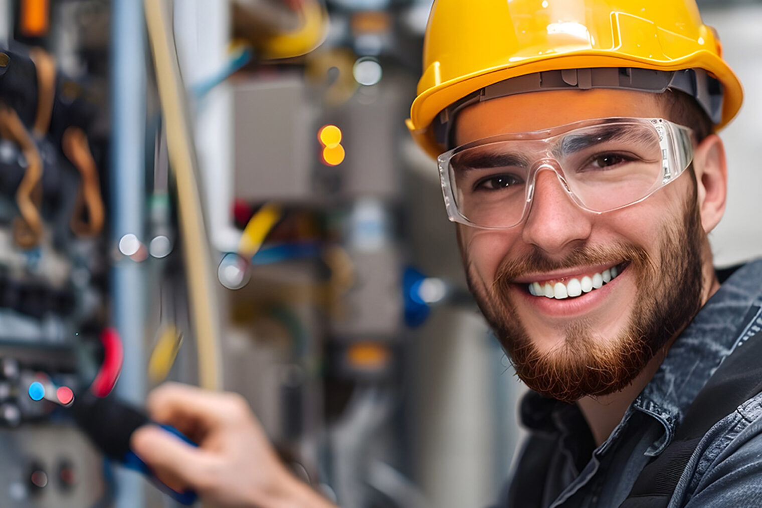 mann am elektrik schaltkasten