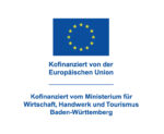 Förderlogo EU und Land Baden-Württemberg Logo der Europäischen Union und des Ministeriums für Wirtschaft, Handwerk und Tourismus Baden-Württemberg zur Förderkennzeichnung